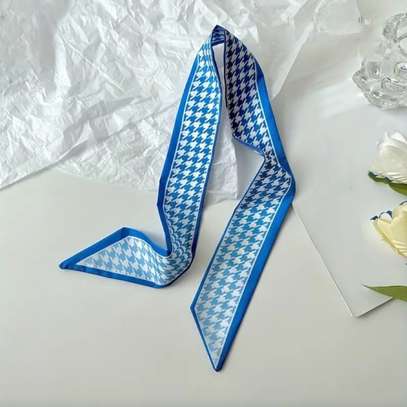 Accessories - 2× Bag Twilly Purse Skinny Scarf Blue Houndstooth